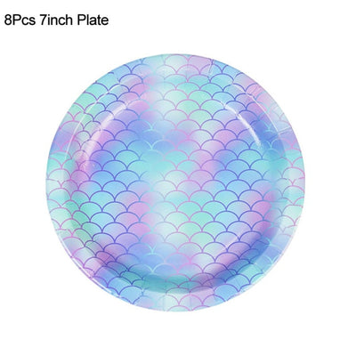 Mermaid Party Disposable Tableware Set Paper Cups