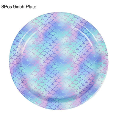 Mermaid Party Disposable Tableware Set Paper Cups