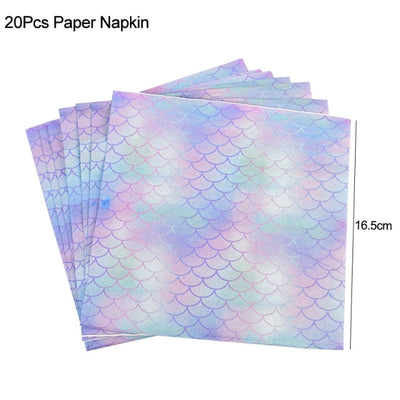 Mermaid Party Disposable Tableware Set Paper Cups